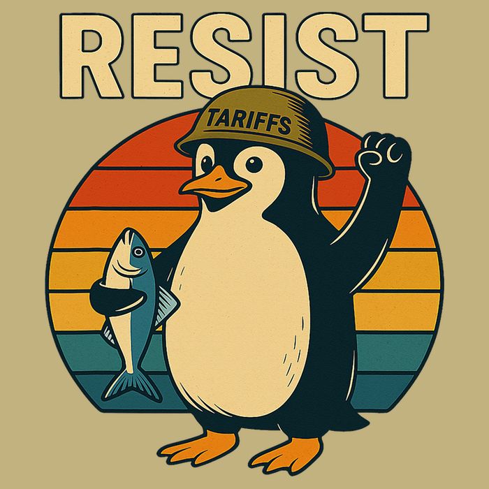 Penguin Resist Penguin Protests Against Tariffs Funny T-Shirt