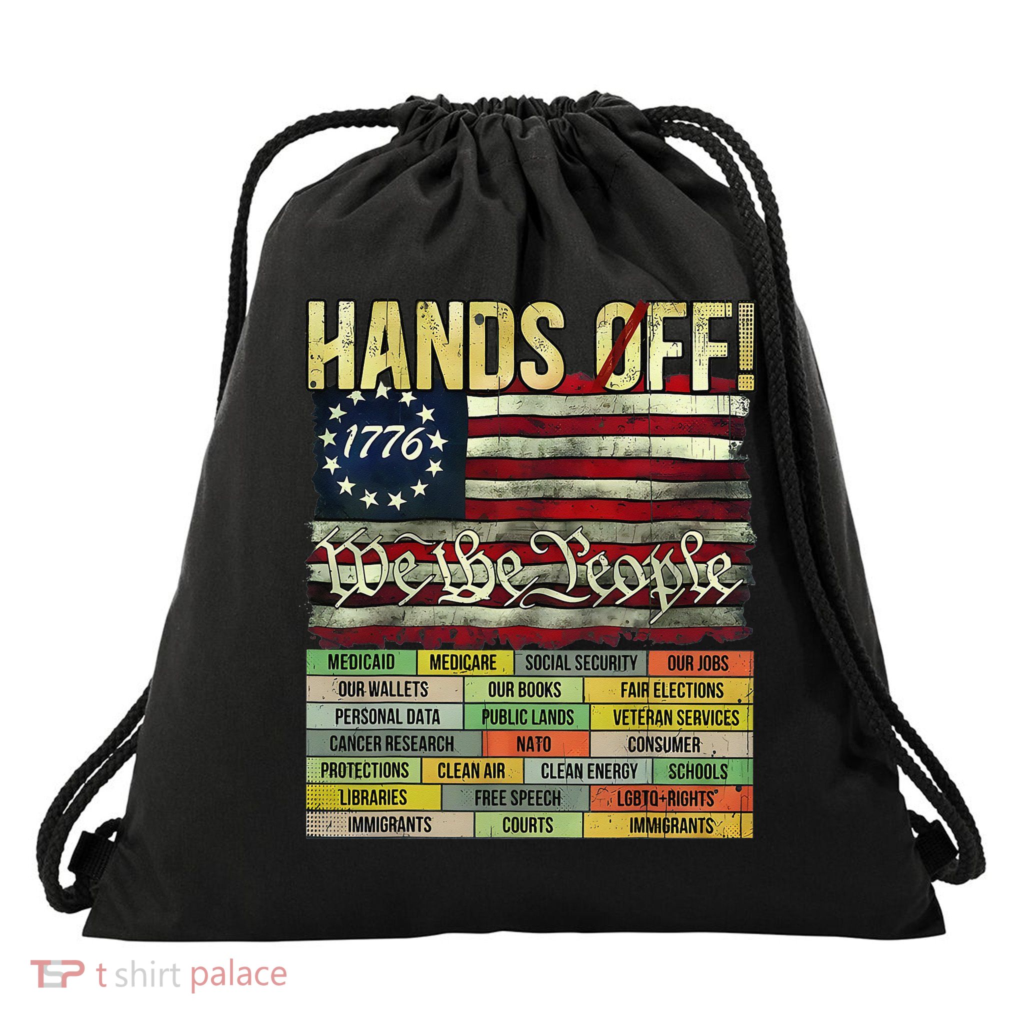 Penguin Resist Penguins Protest Against Tariffs Drawstring Bag