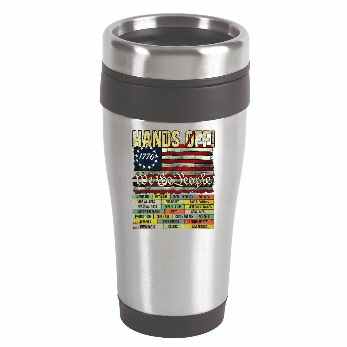 Penguin Resist Penguins Protest Against Tariffs 16oz Travel Tumbler