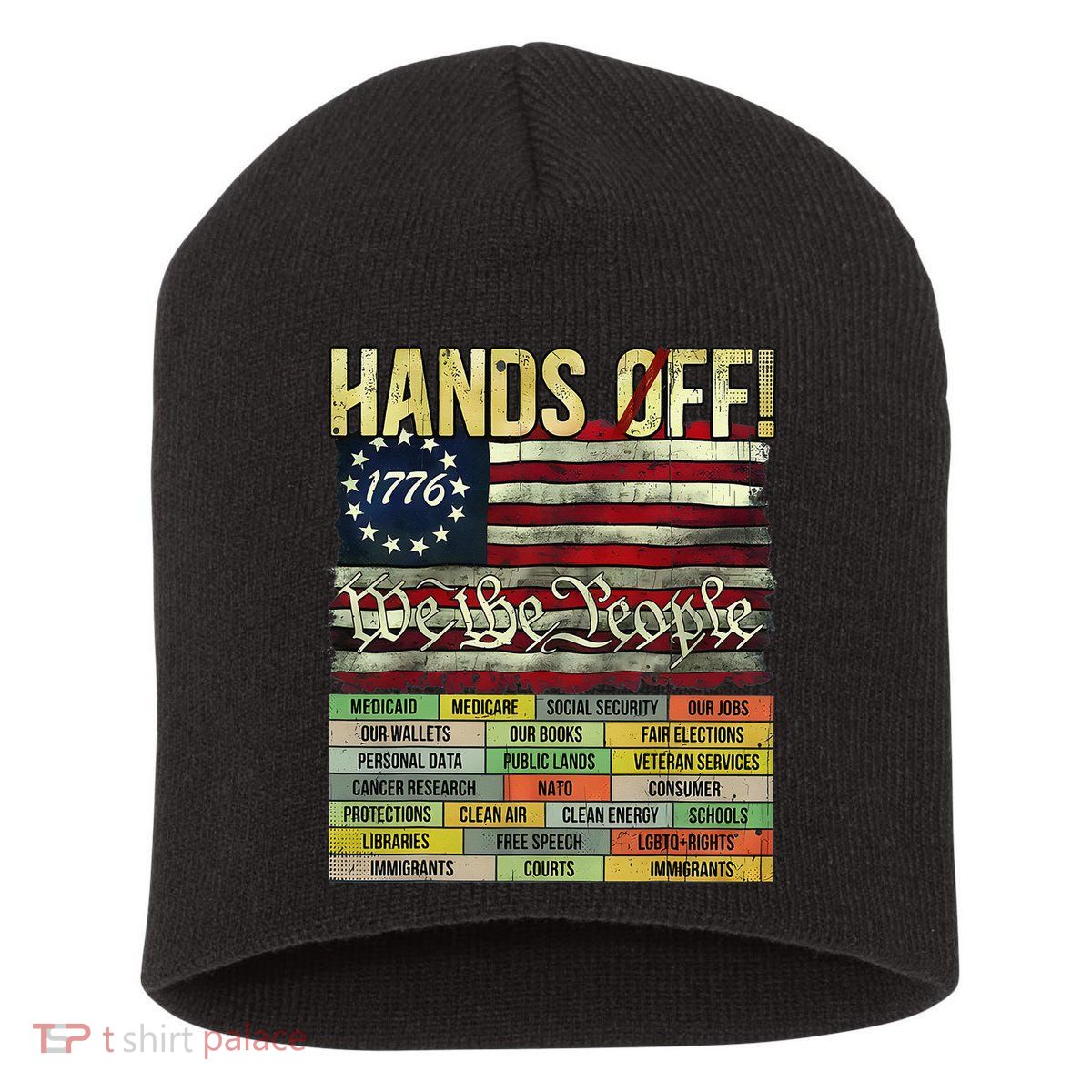 Penguin Resist Penguins Protest Against Tariffs Short Acrylic Beanie
