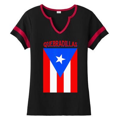 Puerto Rican Quebradillas Puerto Rico Flag Ladies Halftime Notch Neck Tee