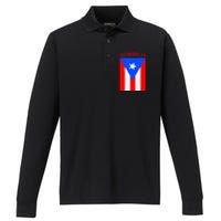 Puerto Rican Quebradillas Puerto Rico Flag Performance Long Sleeve Polo