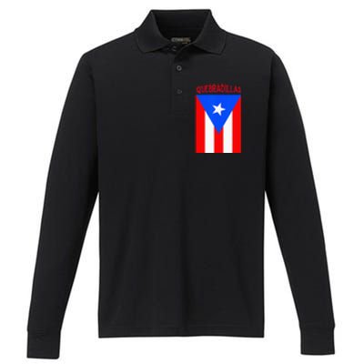 Puerto Rican Quebradillas Puerto Rico Flag Performance Long Sleeve Polo