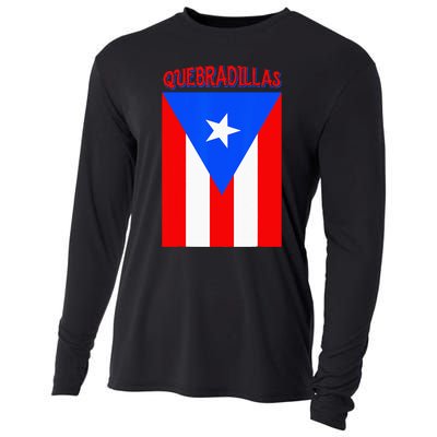 Puerto Rican Quebradillas Puerto Rico Flag Cooling Performance Long Sleeve Crew