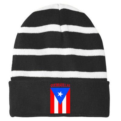 Puerto Rican Quebradillas Puerto Rico Flag Striped Beanie with Solid Band