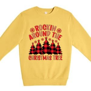 Plaid Retro Rockin Around The Christmas Tree Gift Premium Crewneck Sweatshirt