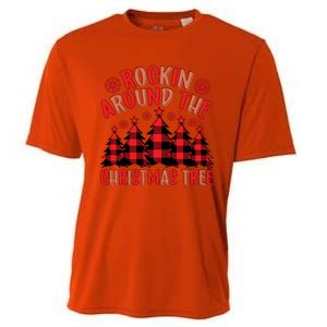 Plaid Retro Rockin Around The Christmas Tree Gift Cooling Performance Crew T-Shirt