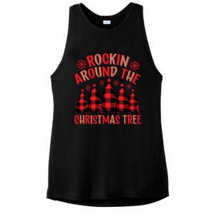 Plaid Retro Rockin Around The Christmas Tree Gift Ladies PosiCharge Tri-Blend Wicking Tank