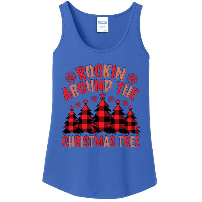 Plaid Retro Rockin Around The Christmas Tree Gift Ladies Essential Tank