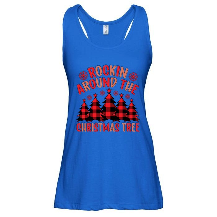 Plaid Retro Rockin Around The Christmas Tree Gift Ladies Essential Flowy Tank