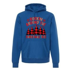 Plaid Retro Rockin Around The Christmas Tree Gift Premium Hoodie