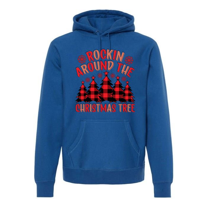 Plaid Retro Rockin Around The Christmas Tree Gift Premium Hoodie