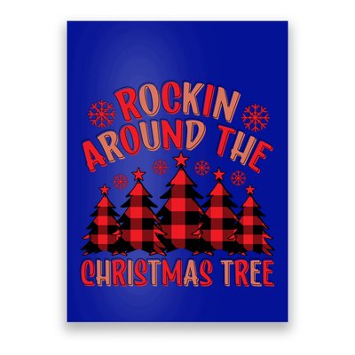 Plaid Retro Rockin Around The Christmas Tree Gift Poster