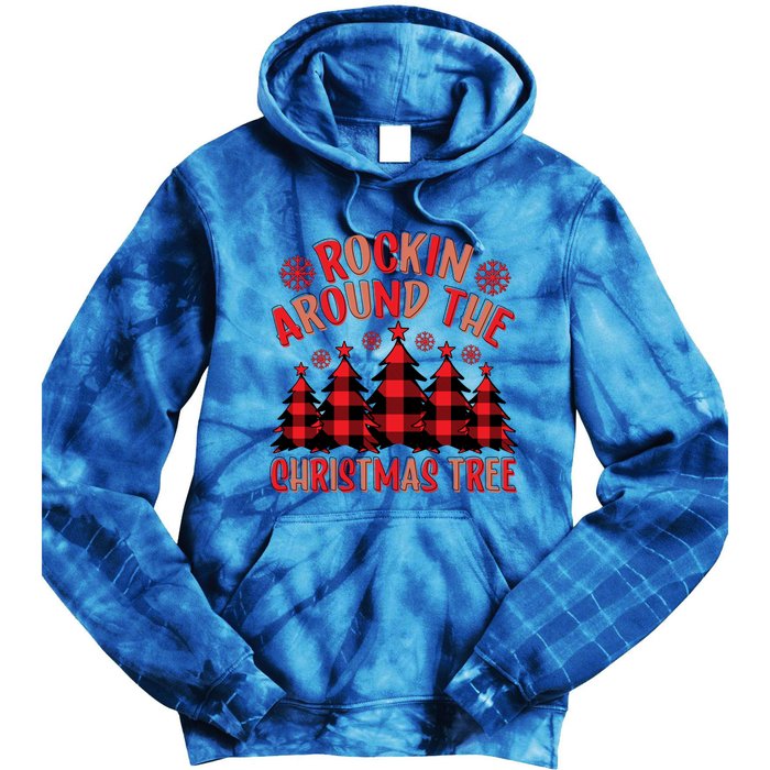 Plaid Retro Rockin Around The Christmas Tree Gift Tie Dye Hoodie