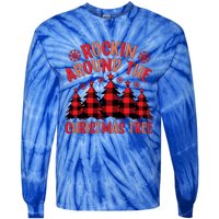 Plaid Retro Rockin Around The Christmas Tree Gift Tie-Dye Long Sleeve Shirt