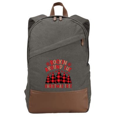 Plaid Retro Rockin Around The Christmas Tree Gift Cotton Canvas Backpack