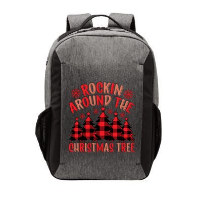 Plaid Retro Rockin Around The Christmas Tree Gift Vector Backpack