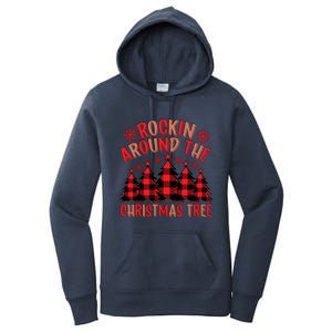 Plaid Retro Rockin Around The Christmas Tree Gift Women's Pullover Hoodie