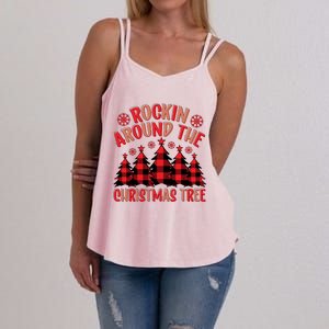 Plaid Retro Rockin Around The Christmas Tree Gift Women's Strappy Tank