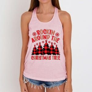 Plaid Retro Rockin Around The Christmas Tree Gift Women's Knotted Racerback Tank