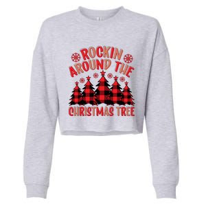 Plaid Retro Rockin Around The Christmas Tree Gift Cropped Pullover Crew