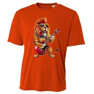 Punk RockN Roll Lion Goth Guitar Band Funny Lion Lover Gift Cooling Performance Crew T-Shirt