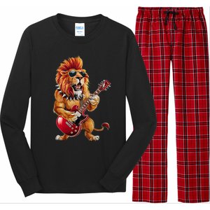 Punk RockN Roll Lion Goth Guitar Band Funny Lion Lover Gift Long Sleeve Pajama Set