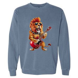 Punk RockN Roll Lion Goth Guitar Band Funny Lion Lover Gift Garment-Dyed Sweatshirt