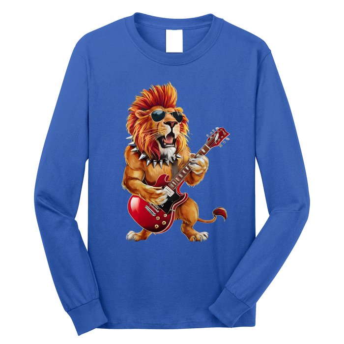 Punk RockN Roll Lion Goth Guitar Band Funny Lion Lover Gift Long Sleeve Shirt