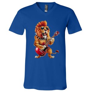 Punk RockN Roll Lion Goth Guitar Band Funny Lion Lover Gift V-Neck T-Shirt