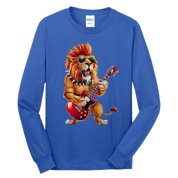 Punk RockN Roll Lion Goth Guitar Band Funny Lion Lover Gift Tall Long Sleeve T-Shirt