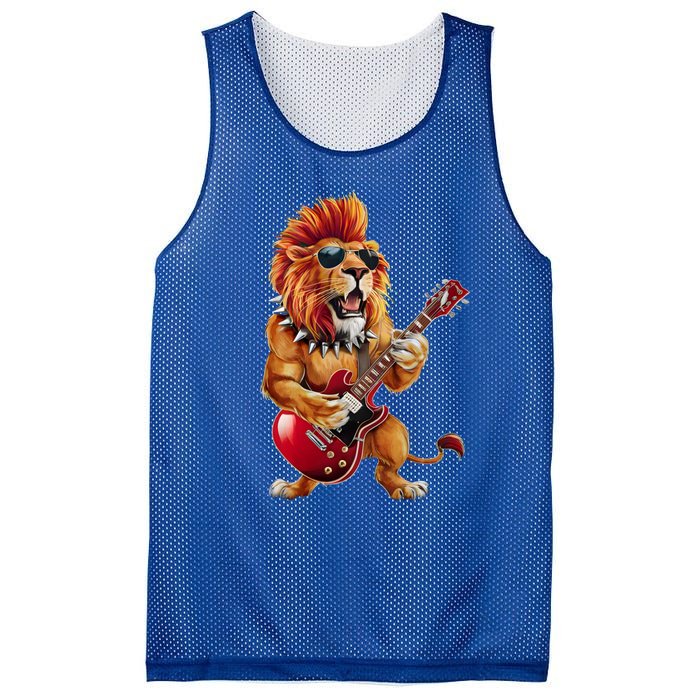 Punk RockN Roll Lion Goth Guitar Band Funny Lion Lover Gift Mesh Reversible Basketball Jersey Tank