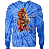 Punk RockN Roll Lion Goth Guitar Band Funny Lion Lover Gift Tie-Dye Long Sleeve Shirt