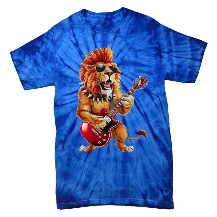 Punk RockN Roll Lion Goth Guitar Band Funny Lion Lover Gift Tie-Dye T-Shirt