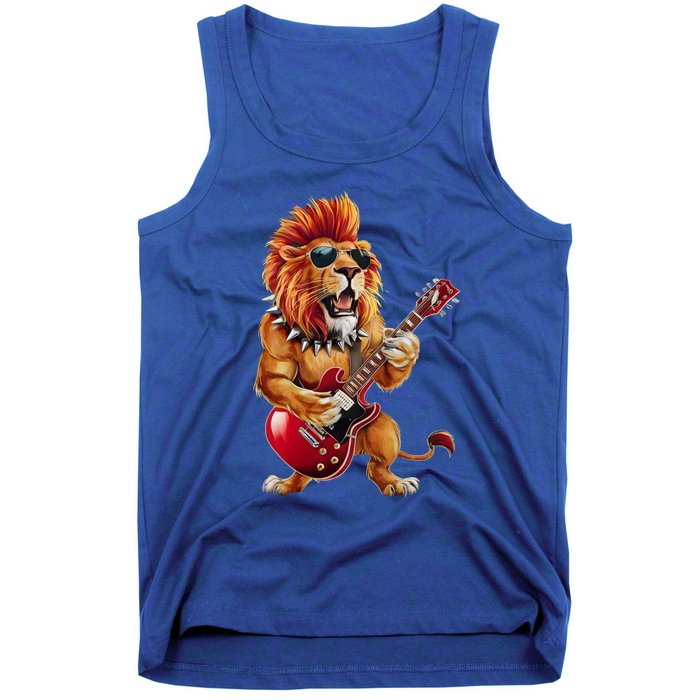 Punk RockN Roll Lion Goth Guitar Band Funny Lion Lover Gift Tank Top