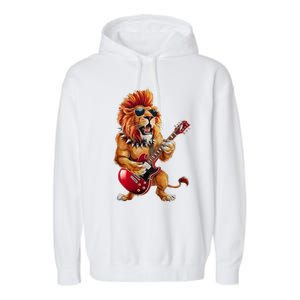 Punk RockN Roll Lion Goth Guitar Band Funny Lion Lover Gift Garment-Dyed Fleece Hoodie