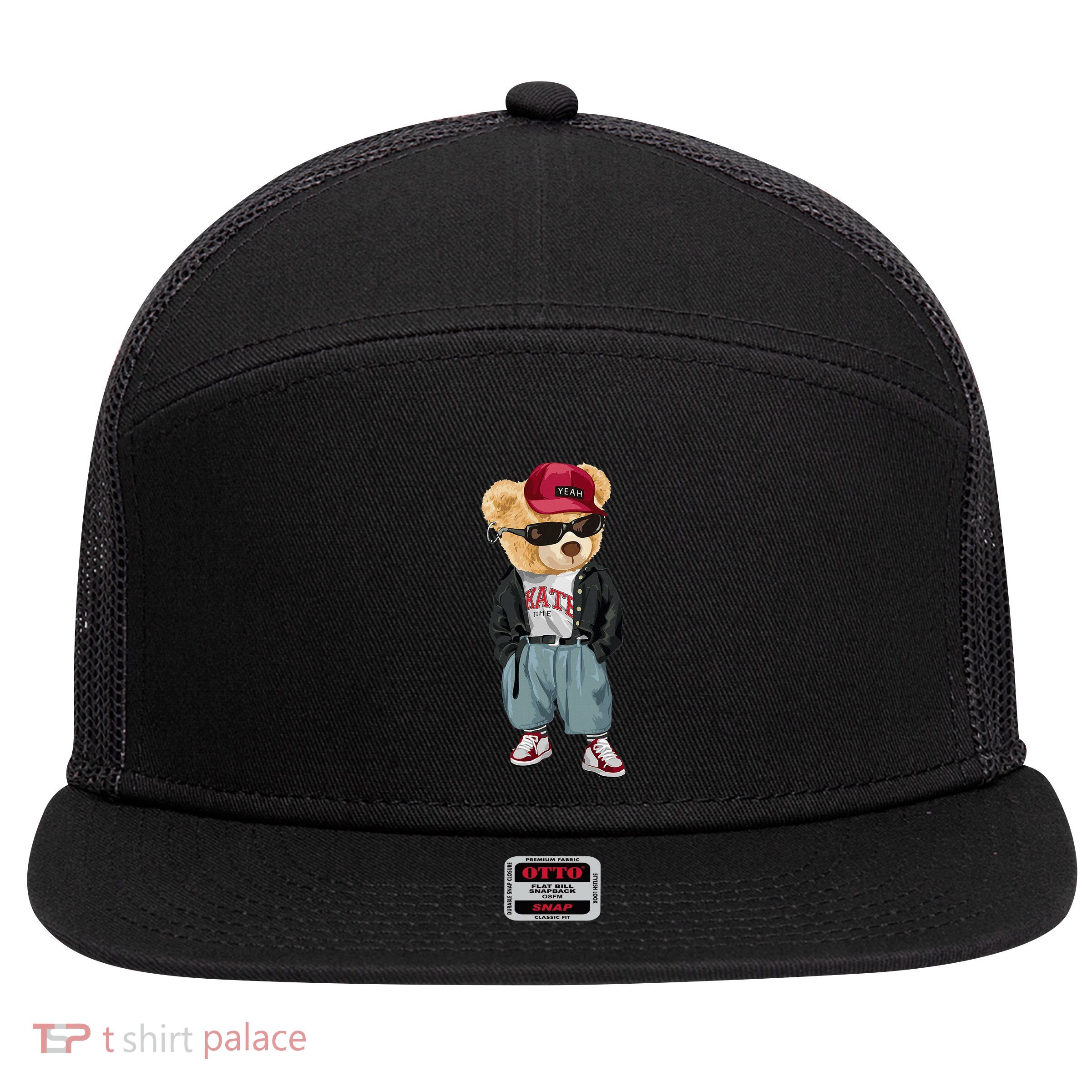 Punk Rocker Rapper Popster Punker Teddy Bear Rap Hip Hop 7 Panel Mesh Trucker Snapback Hat