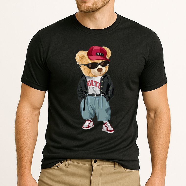 Punk Rocker Rapper Popster Punker Teddy Bear Rap Hip Hop Cooling Performance Crew T-Shirt