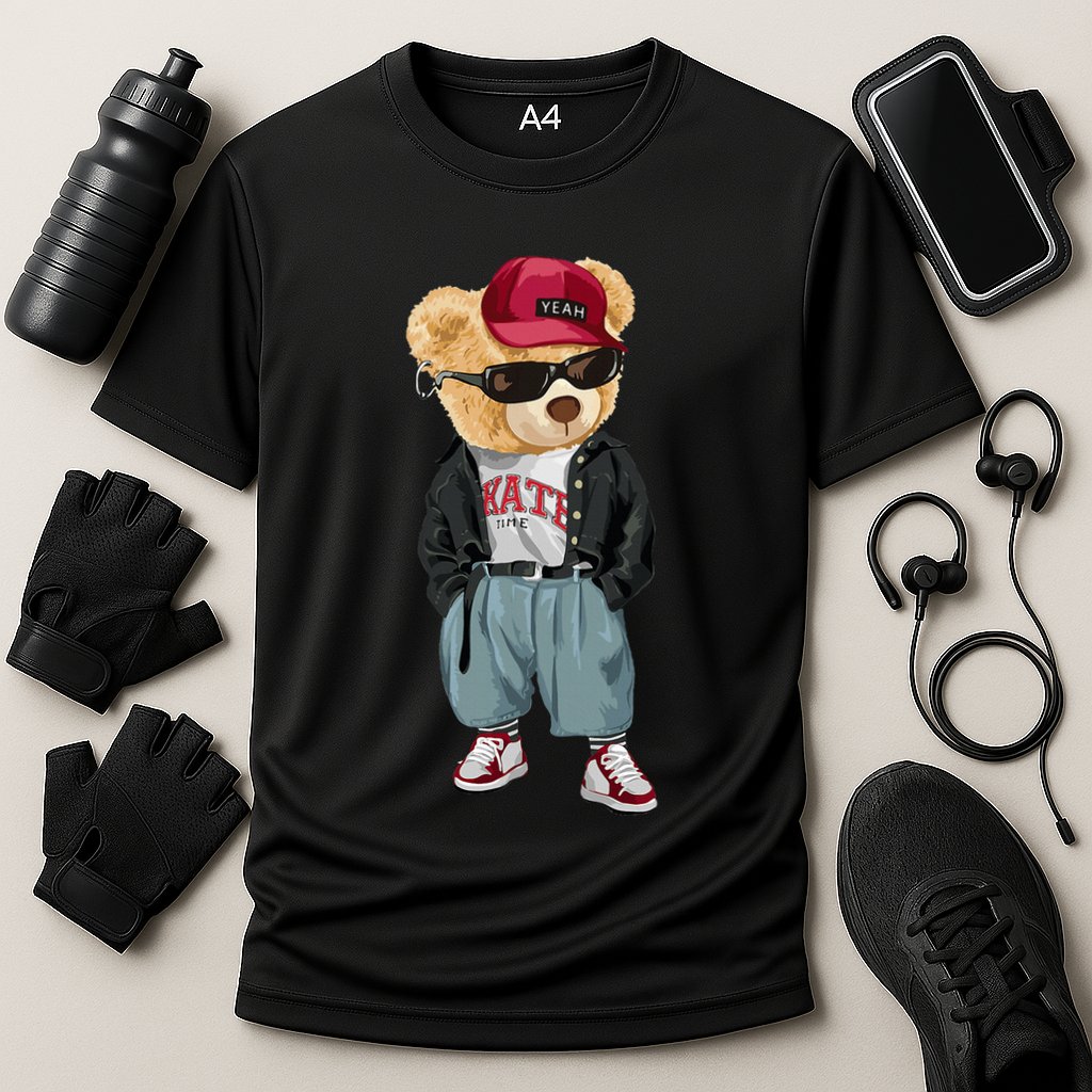 Punk Rocker Rapper Popster Punker Teddy Bear Rap Hip Hop Cooling Performance Crew T-Shirt