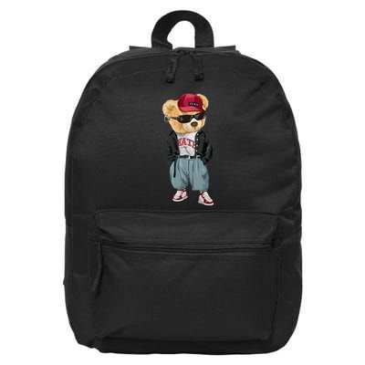 Punk Rocker Rapper Popster Punker Teddy Bear Rap Hip Hop 16 in Basic Backpack