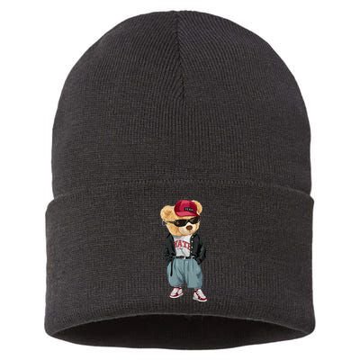 Punk Rocker Rapper Popster Punker Teddy Bear Rap Hip Hop Sustainable Knit Beanie