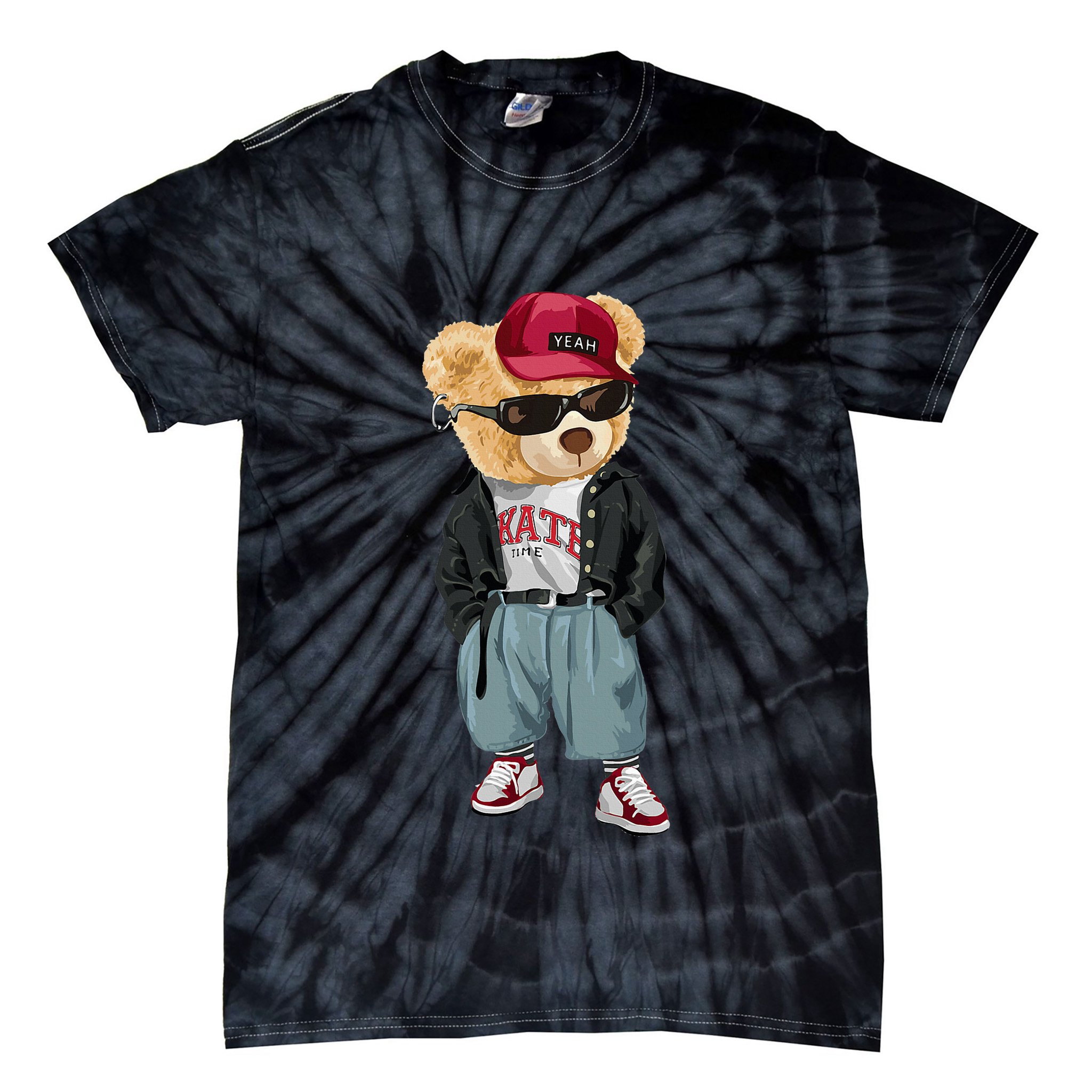 Punk Rocker Rapper Popster Punker Teddy Bear Rap Hip Hop Tie-Dye T-Shirt