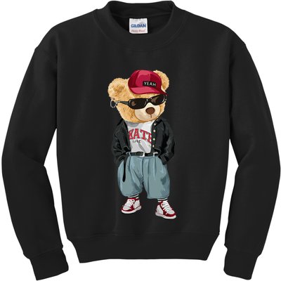 Punk Rocker Rapper Popster Punker Teddy Bear Rap Hip Hop Kids Sweatshirt