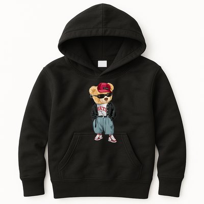 Punk Rocker Rapper Popster Punker Teddy Bear Rap Hip Hop Kids Hoodie
