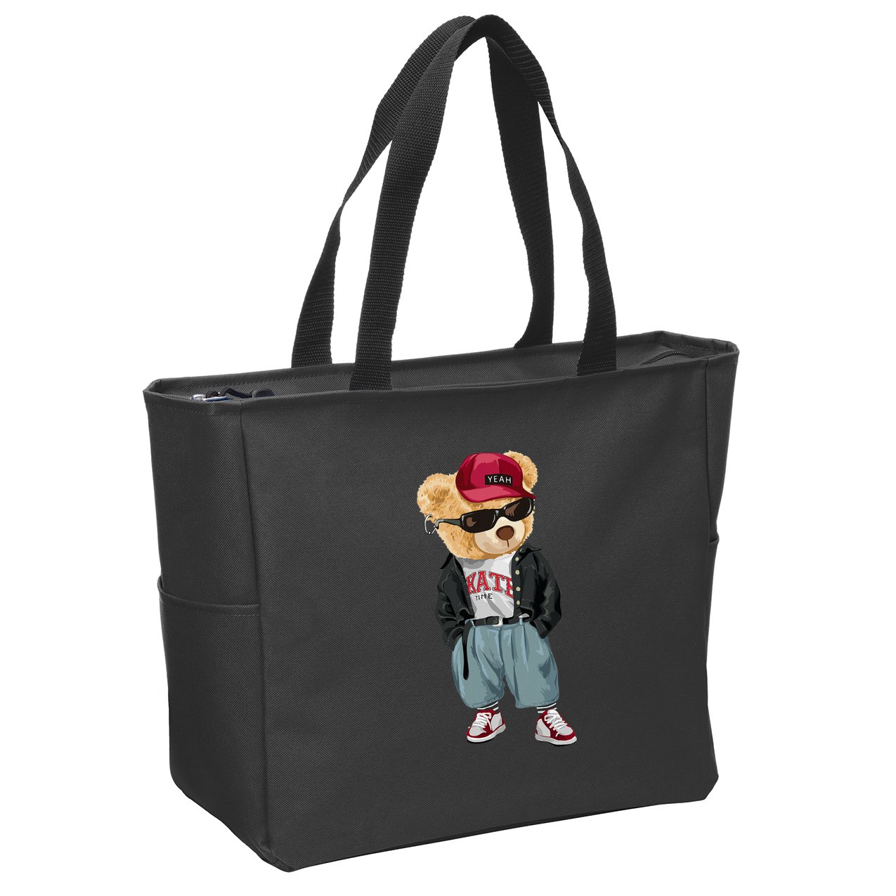Punk Rocker Rapper Popster Punker Teddy Bear Rap Hip Hop Zip Tote Bag