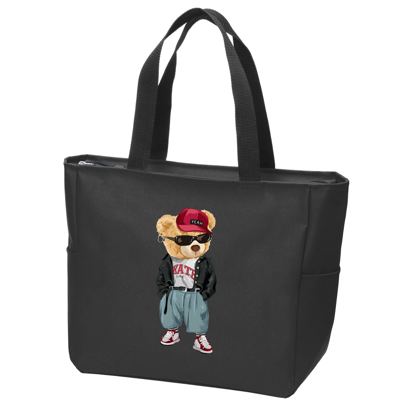 Punk Rocker Rapper Popster Punker Teddy Bear Rap Hip Hop Zip Tote Bag