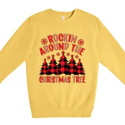 Plaid Retro Rockin Around The Christmas Tree Gift Premium Crewneck Sweatshirt