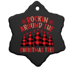 Plaid Retro Rockin Around The Christmas Tree Gift Ceramic Star Ornament