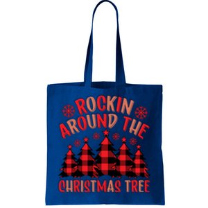 Plaid Retro Rockin Around The Christmas Tree Gift Tote Bag