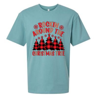 Plaid Retro Rockin Around The Christmas Tree Gift Sueded Cloud Jersey T-Shirt